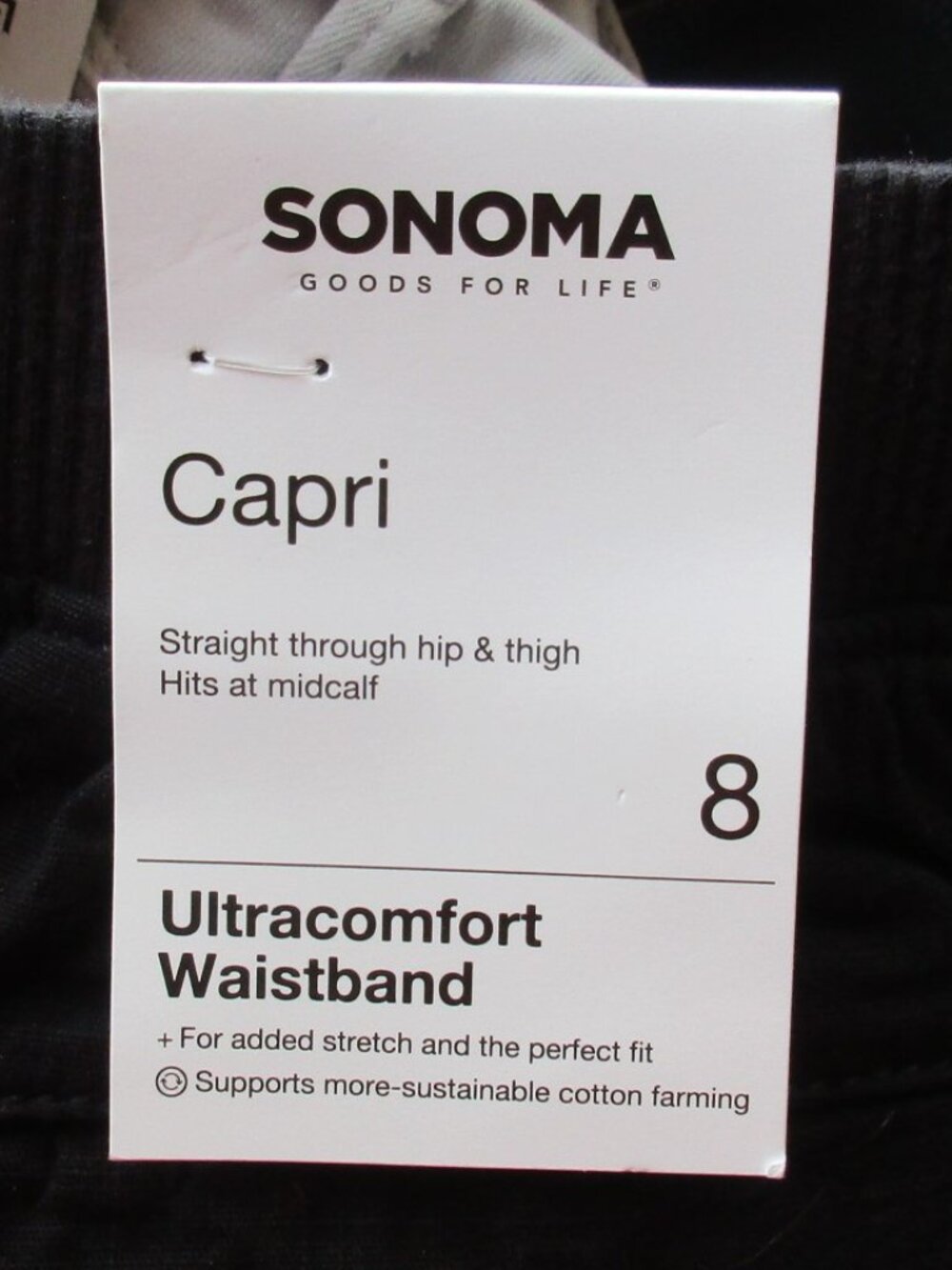 New SONOMA Pants Size 8 Black Cuffed Utility Capri - Picture 9 of 11